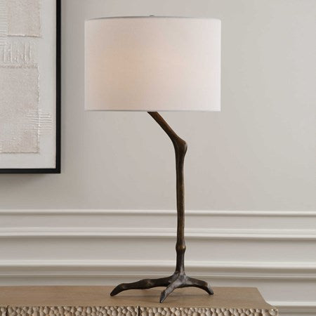 Uttermost Perch Iron Table Lamp With White Linen Shade