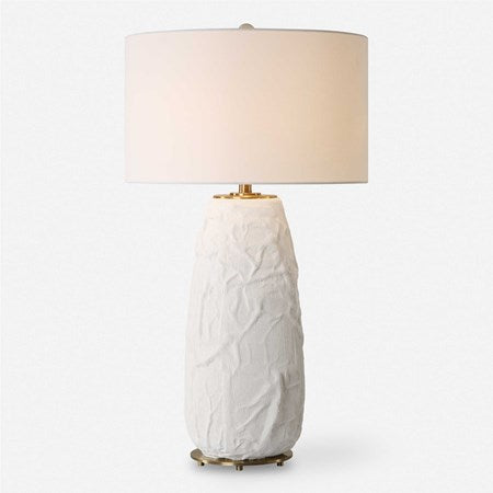 Uttermost Vida Chalk White Glazed Ceramic Table Lamp With Linen Shade