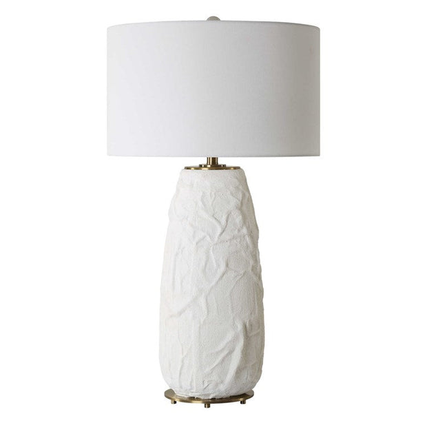 Uttermost Vida Chalk White Glazed Ceramic Table Lamp With Linen Shade