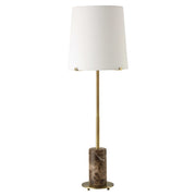 Uttermost Sepia Antiqued Brass and Brown Marble Buffet Lamp With White Linen Shade