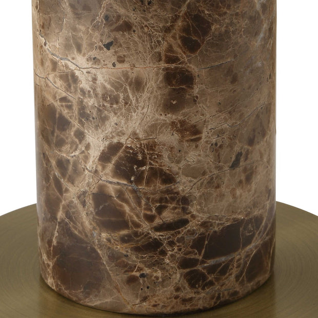 Uttermost Sepia Antiqued Brass and Brown Marble Buffet Lamp With White Linen Shade