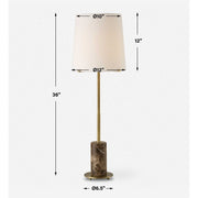 Uttermost Sepia Antiqued Brass and Brown Marble Buffet Lamp With White Linen Shade