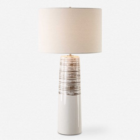 Uttermost Haven White Glazed Ceramic Table Lamp With Linen Shade
