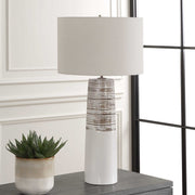 Uttermost Haven White Glazed Ceramic Table Lamp With Linen Shade