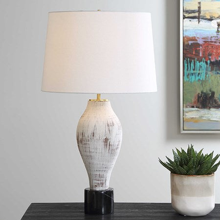 Uttermost Magdaline Porcelain Table Lamp With White Linen Shade