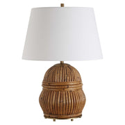 Uttermost Reed Honey Rattan Table Lamp With White Linen Shade