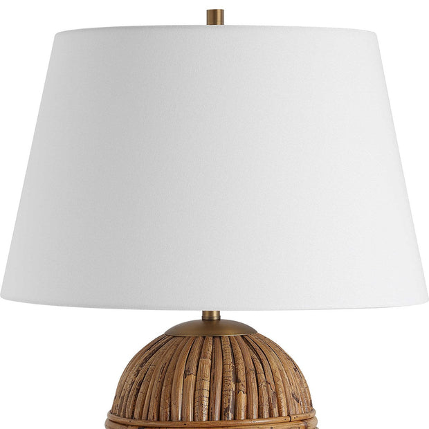 Uttermost Reed Honey Rattan Table Lamp With White Linen Shade