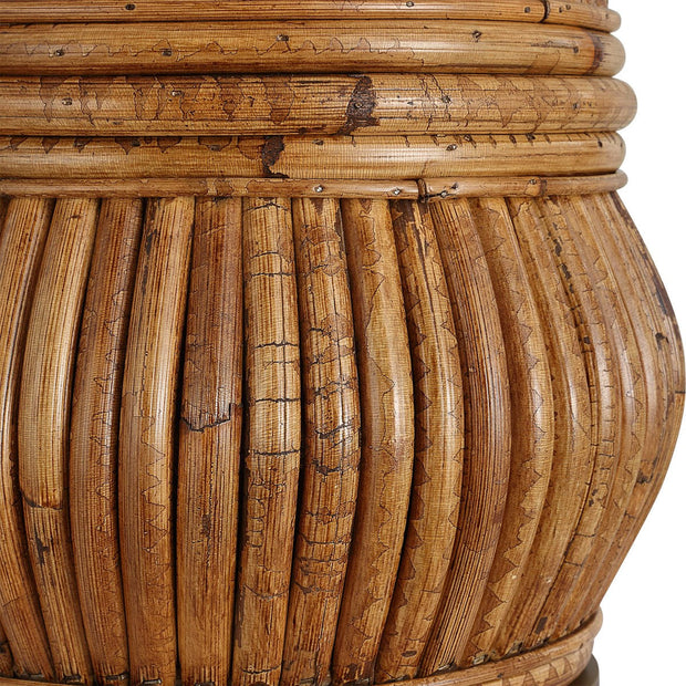 Uttermost Reed Honey Rattan Table Lamp With White Linen Shade