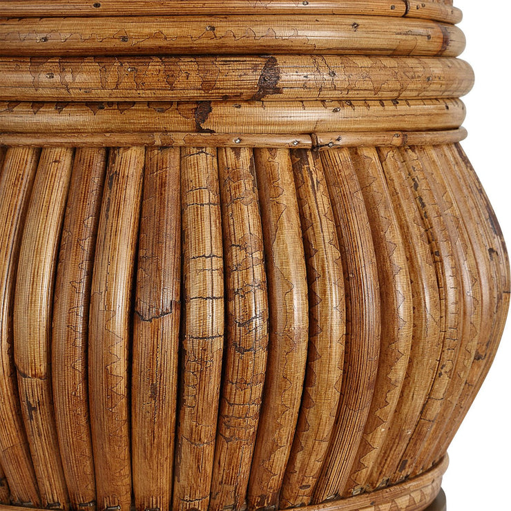 Uttermost Reed Honey Rattan Table Lamp With White Linen Shade
