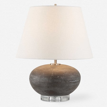Uttermost Beckley Distressed Charcoal Glazed Ceramic Table Lamp With White Linen Shade
