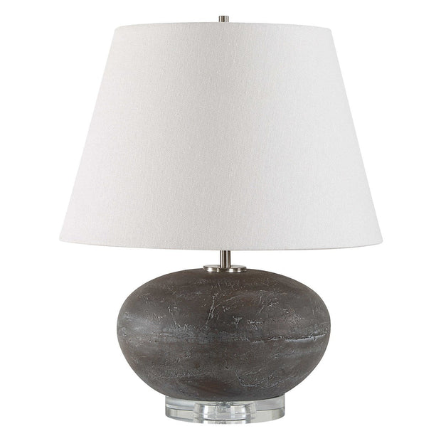 Uttermost Beckley Distressed Charcoal Glazed Ceramic Table Lamp With White Linen Shade