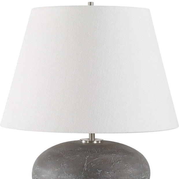Uttermost Beckley Distressed Charcoal Glazed Ceramic Table Lamp With White Linen Shade