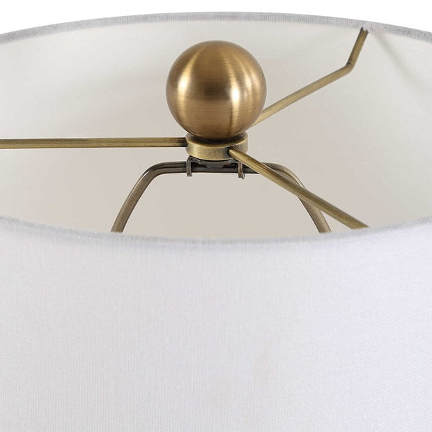 Uttermost Sienna Brown Seeded Glass Buffet Lamp With White Linen Shade