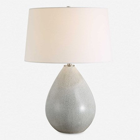 Uttermost Moray Mushroom Gray Glazed Ceramic Table Lamp With White Linen Shade