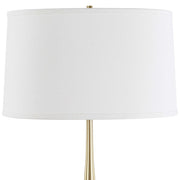 Uttermost Booker Antiqued Brass and Brown Marble Table Lamp With White Linen Shade