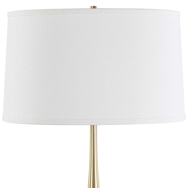 Uttermost Booker Antiqued Brass and Brown Marble Table Lamp With White Linen Shade