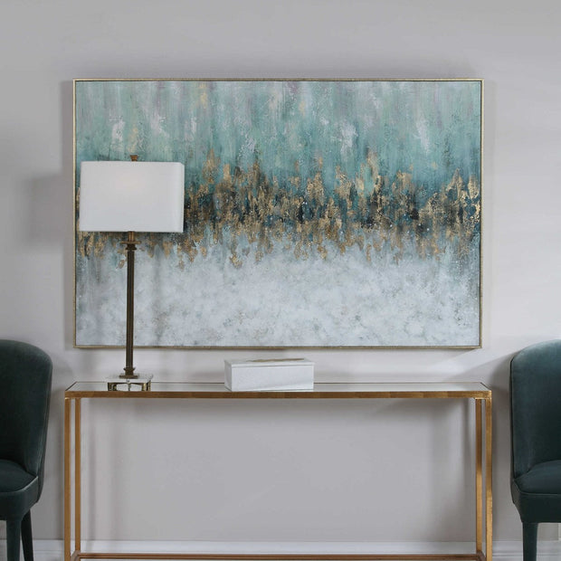 Uttermost Divide Teal and Aqua Hand Painted Canvas
