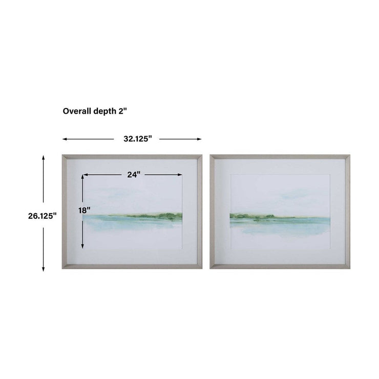 Uttermost Green Ribbon Coast Set of 2 Framed Prints