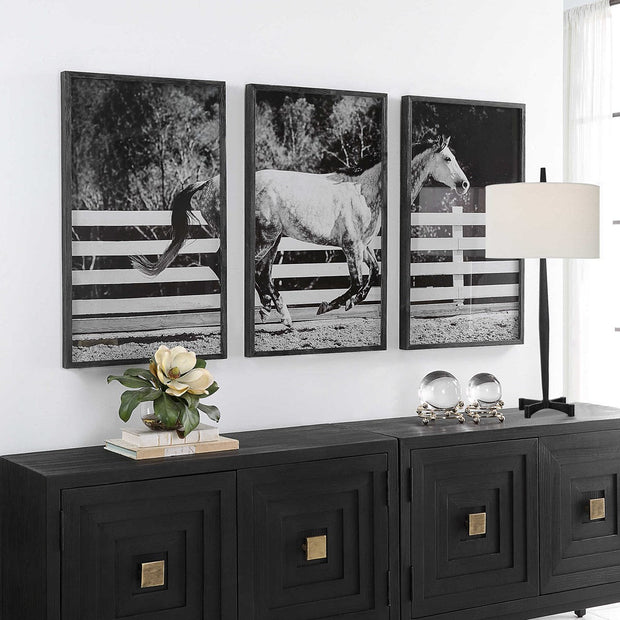 Uttermost Galloping Forward Set of 3 Horse Framed Prints