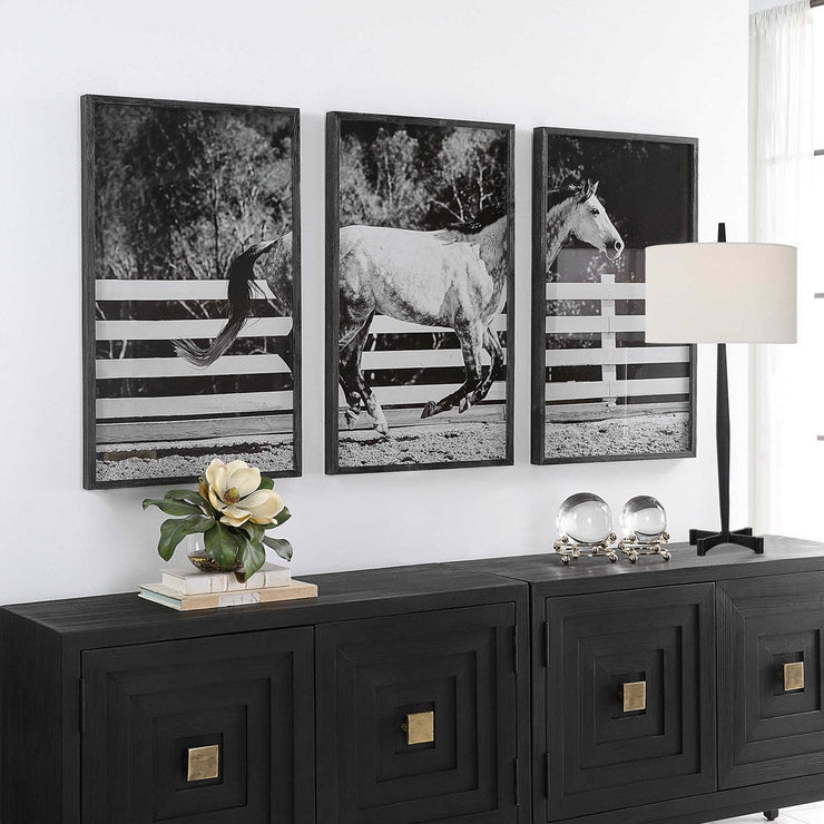 Uttermost Galloping Forward Set of 3 Horse Framed Prints
