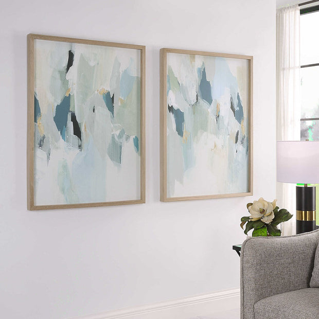 Uttermost Seabreeze Modern Coastal Set of 2 Framed Canvas