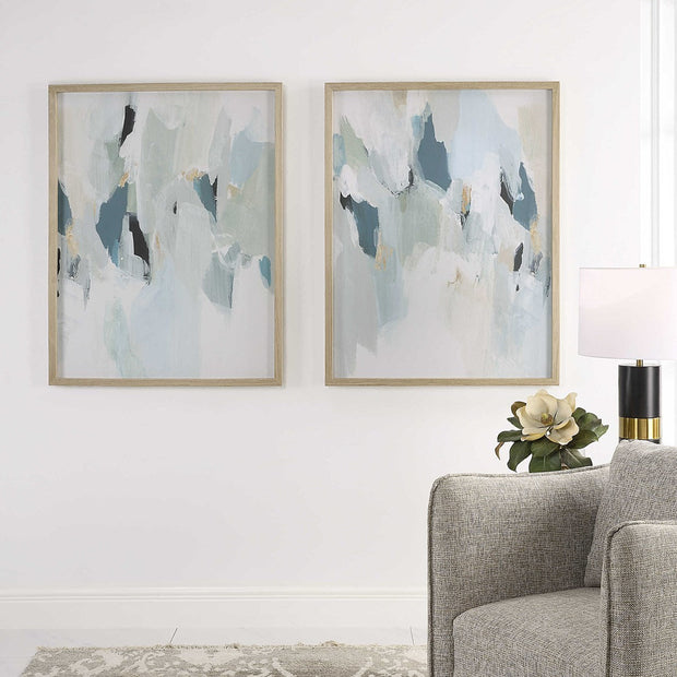 Uttermost Seabreeze Modern Coastal Set of 2 Framed Canvas