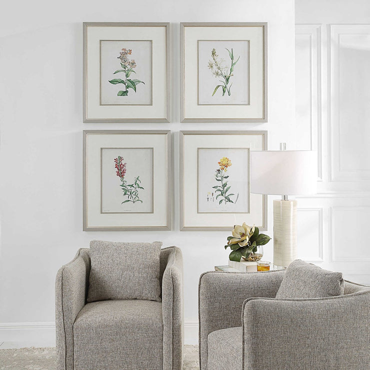 Uttermost Heirloom Blooms Study Set of 4 Framed Prints