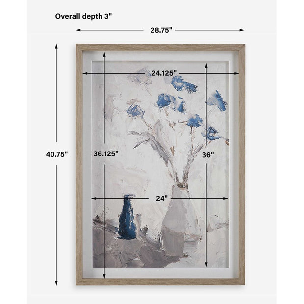 Uttermost Blue Flowers In Vase Framed Print