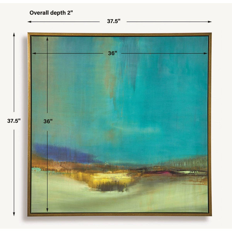 Uttermost Bowery Teal and Golden Yellow Framed Canvas