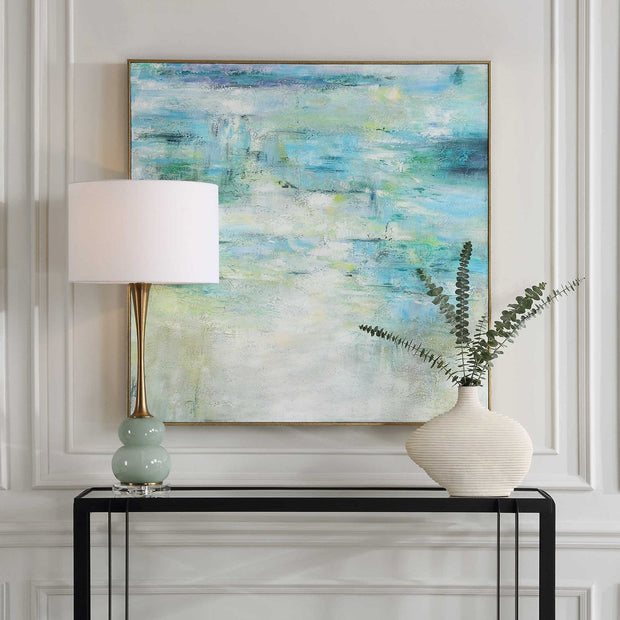 Uttermost Blissful Blue and Green Hand Painted Canvas