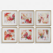 Uttermost Fresh Start Contemporary Red Florals Set of 6 Framed Prints
