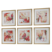 Uttermost Fresh Start Contemporary Red Florals Set of 6 Framed Prints