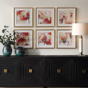 Uttermost Fresh Start Contemporary Red Florals Set of 6 Framed Prints