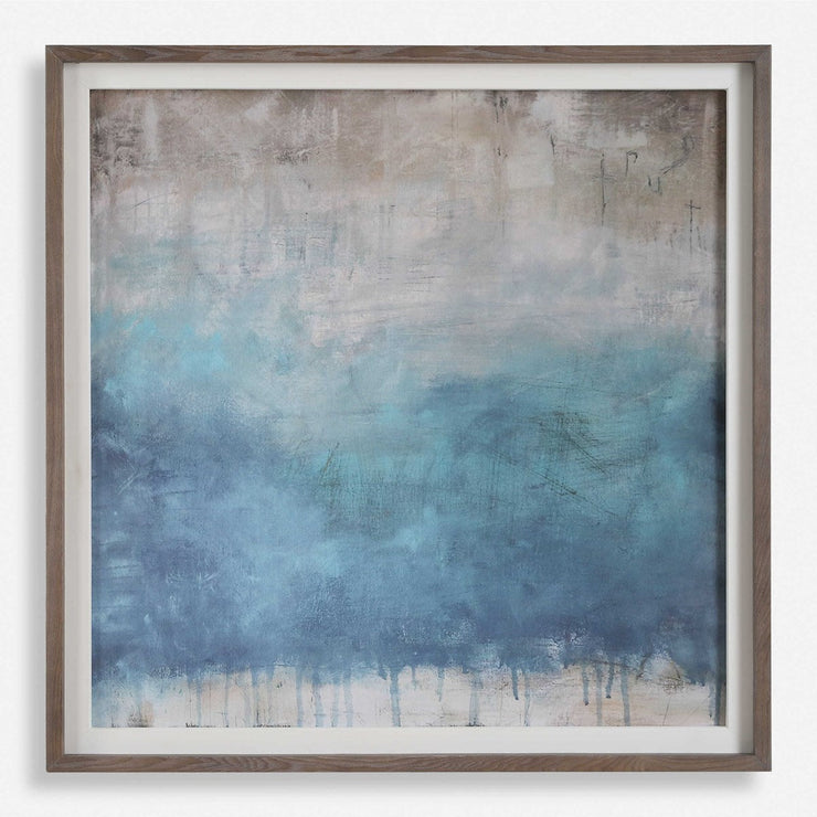 Uttermost Serenity Paused Teal Blue and Greige Framed Print