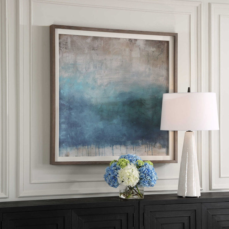 Uttermost Serenity Paused Teal Blue and Greige Framed Print