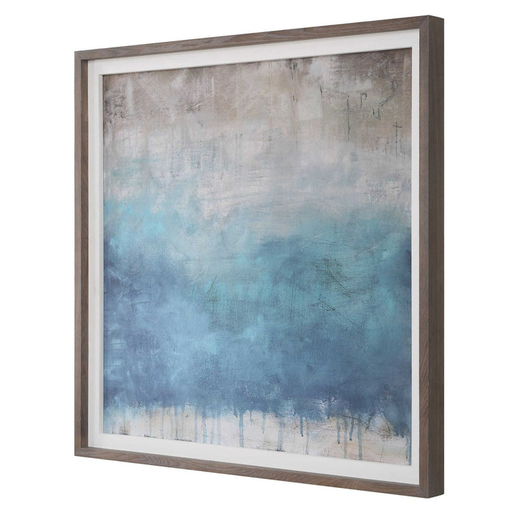 Uttermost Serenity Paused Teal Blue and Greige Framed Print