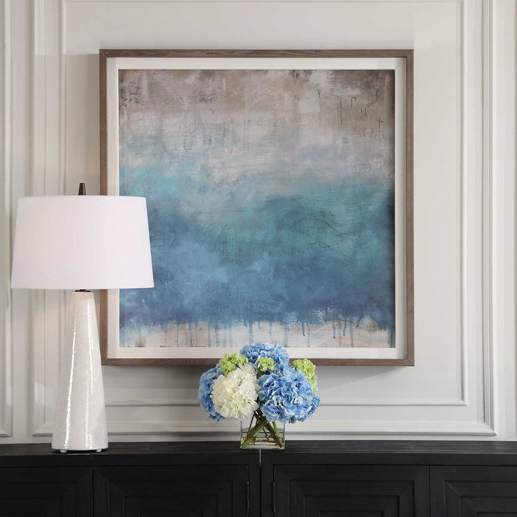 Uttermost Serenity Paused Teal Blue and Greige Framed Print