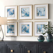 Uttermost Fresh Start Abstract Blue Florals Set of 6 Framed Prints