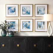 Uttermost Fresh Start Abstract Blue Florals Set of 6 Framed Prints