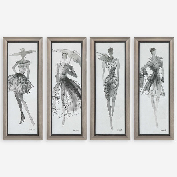 Uttermost Fashion Sketchbook Set of 4 Framed Prints