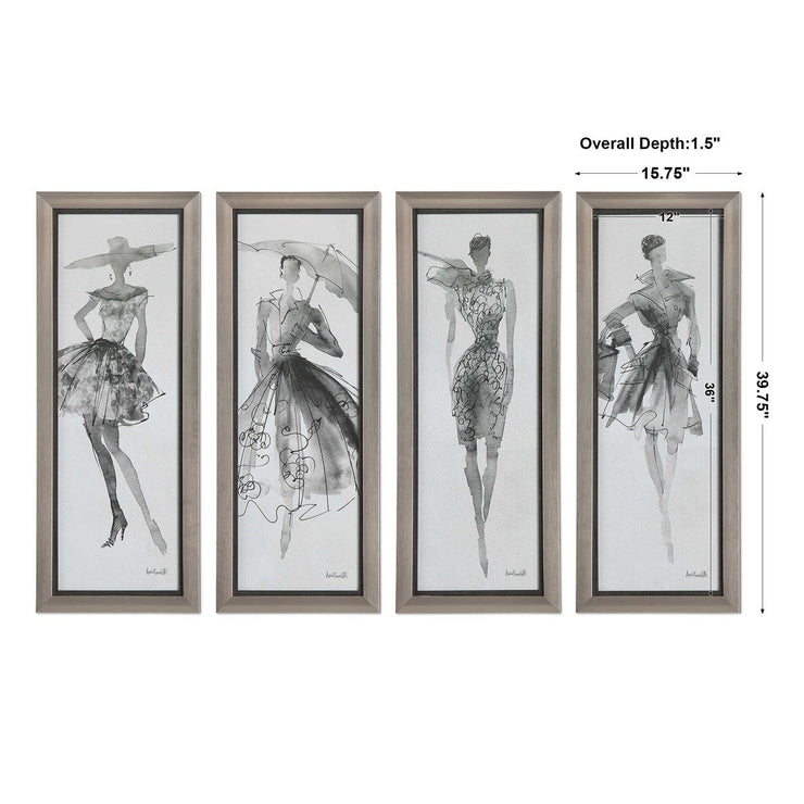 Uttermost Fashion Sketchbook Set of 4 Framed Prints