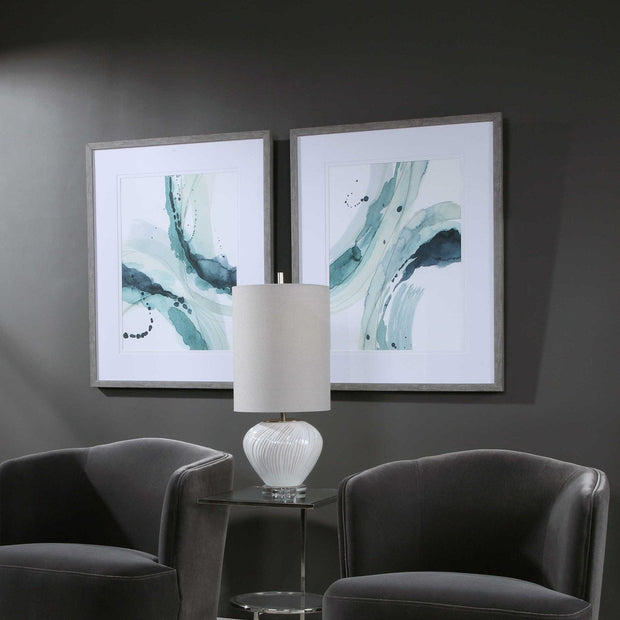 Uttermost Depth Abstract Watercolor Set of 2 Framed Prints