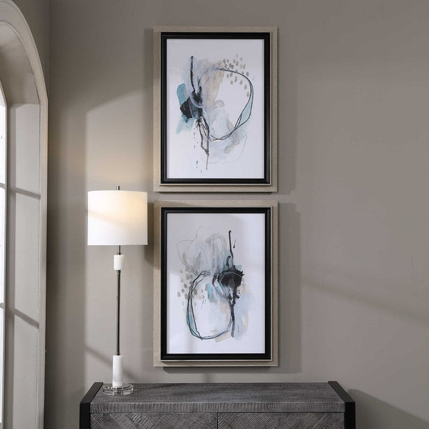 Uttermost Force Reaction Modern Abstract Set of 2 Framed Prints