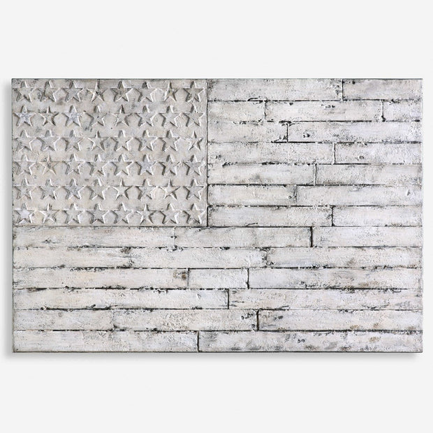 Uttermost Blanco Patriotic Distressed White Hand Painted Canvas