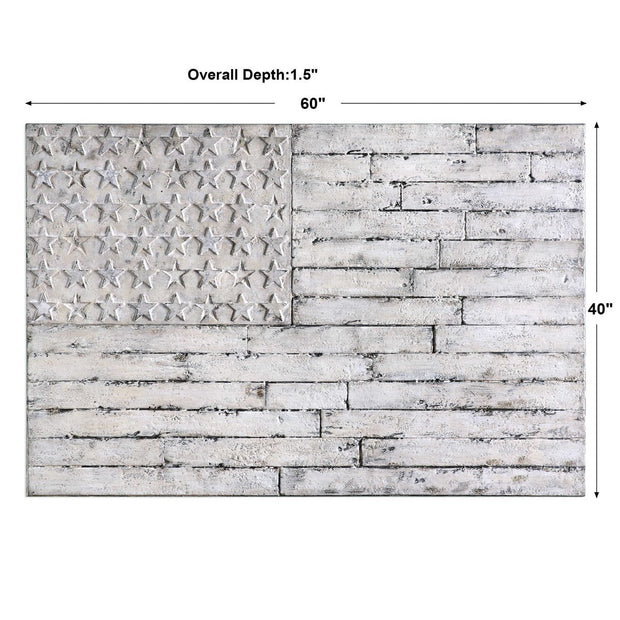 Uttermost Blanco Patriotic Distressed White Hand Painted Canvas