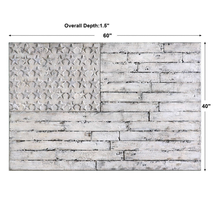 Uttermost Blanco Patriotic Distressed White Hand Painted Canvas