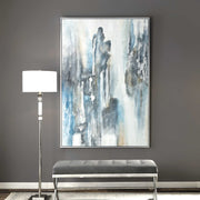 Uttermost Celebrate Blue and Gray Modern Abstract Hand Painted Canvas