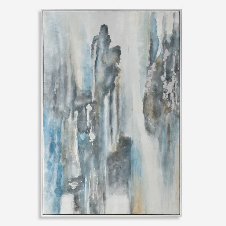 Uttermost Celebrate Blue and Gray Modern Abstract Hand Painted Canvas