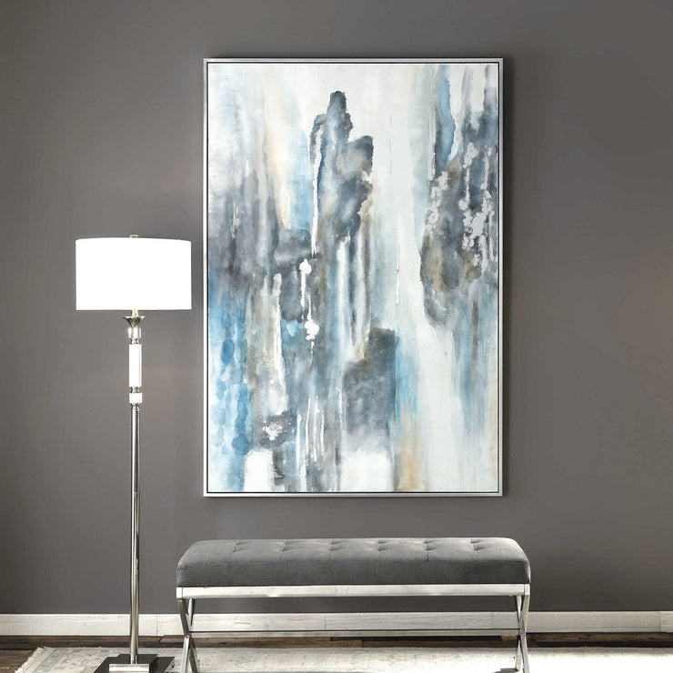 Uttermost Celebrate Blue and Gray Modern Abstract Hand Painted Canvas