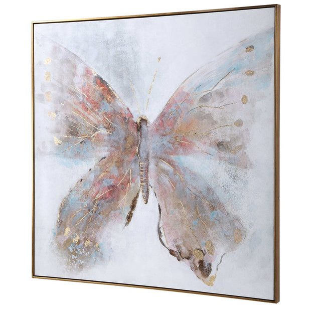 Uttermost Free Flying Butterfly Contemporary Hand Painted Canvas